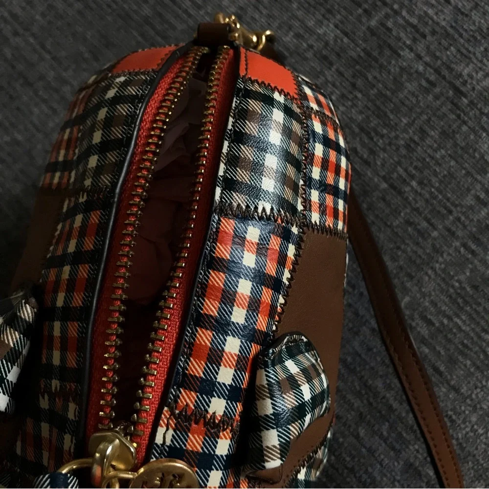 NWOT Tory Burch Peggy The Pig Leather Mini Bag Plaid - Picture 5 of 8